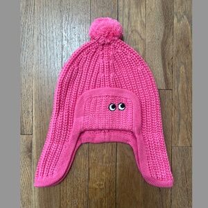 Uniqlo x Anya Hindmarch Pink Kids Knit Hat with Pom Pom